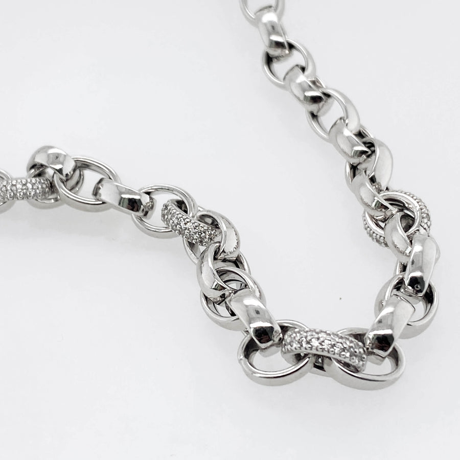Silver CZ Jasseron Necklace