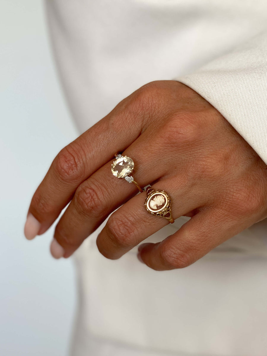 Vintage Citrine & Diamond Branches Ring