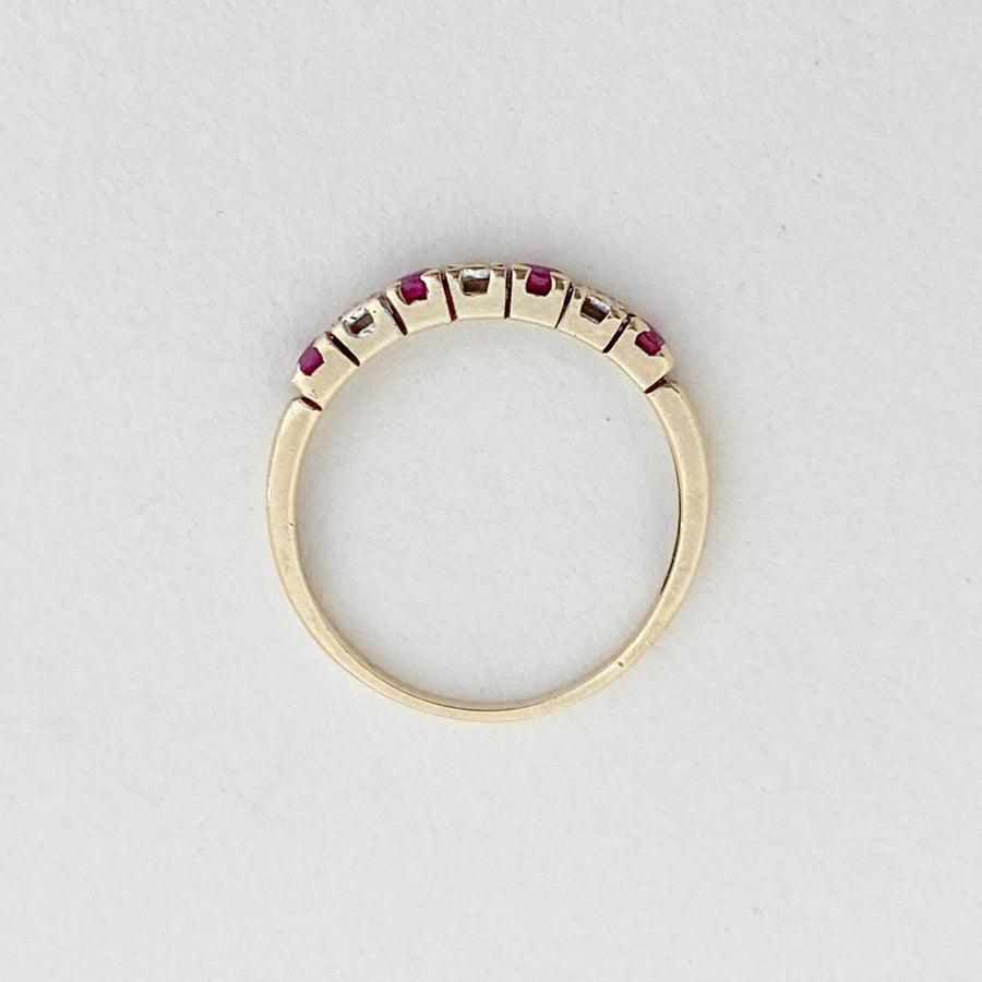 Vintage Ruby & Diamond Half Eternity Ring