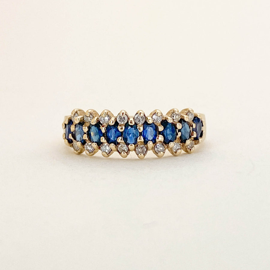 Vintage Sapphire & Diamond Row Ring