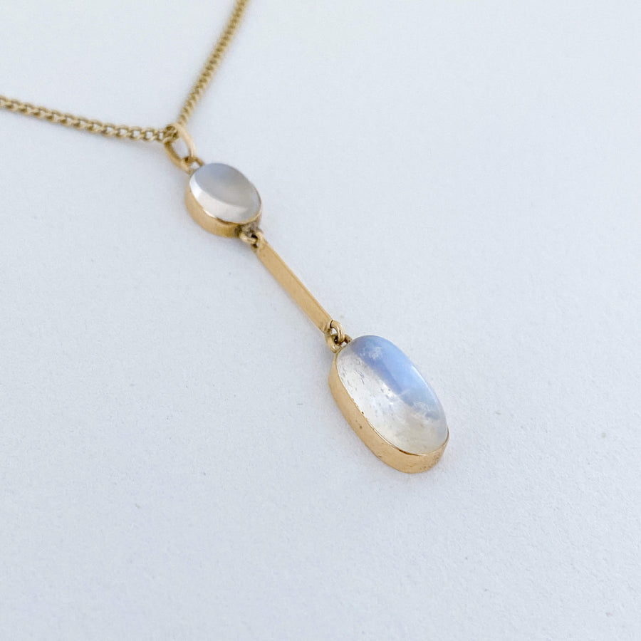 Vintage Moonstone Drop Pendant and Necklace