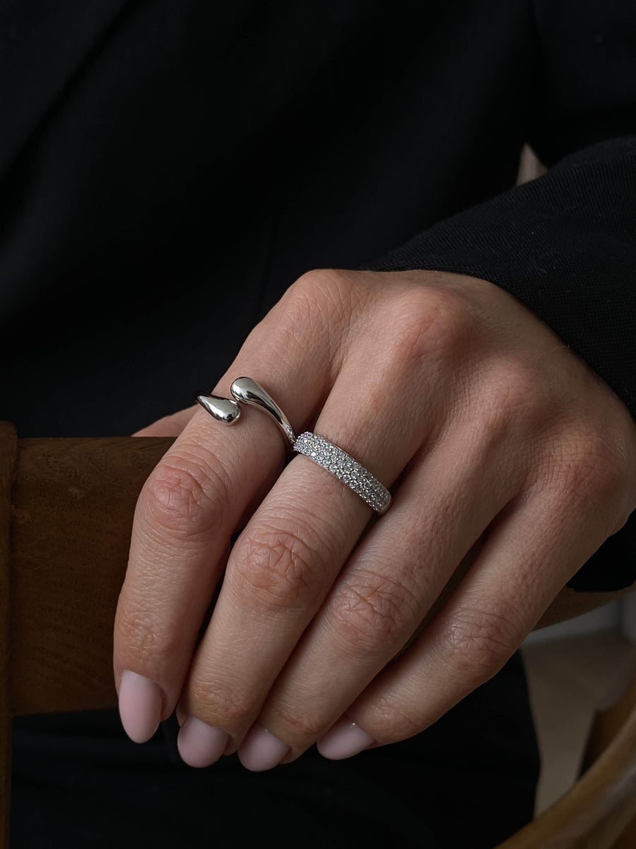 Silver CZ Pave Band Ring