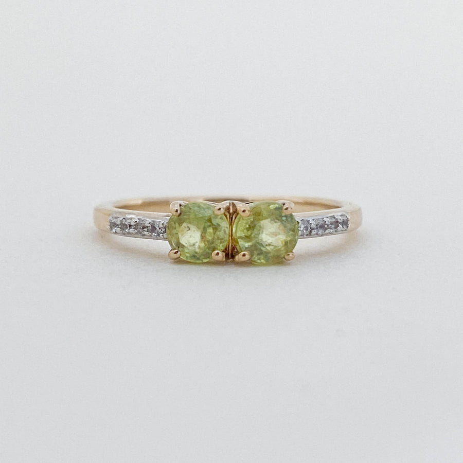Vintage Peridot & Diamond Deux Ring