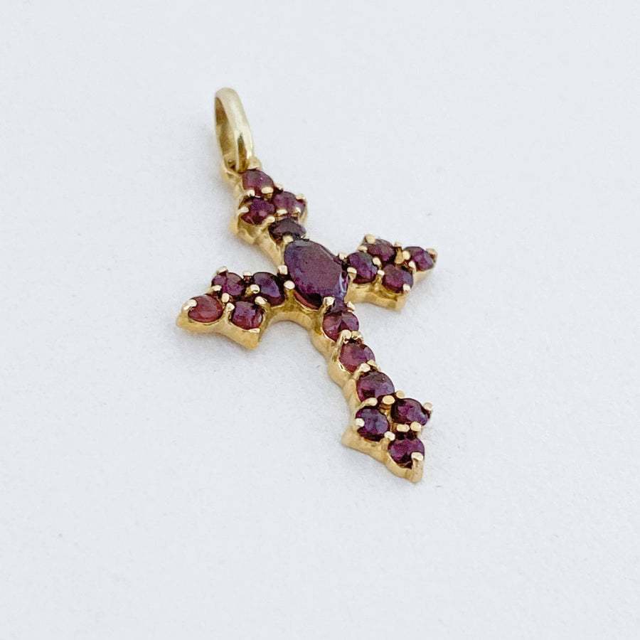 Vintage Garnet Cross Pendant