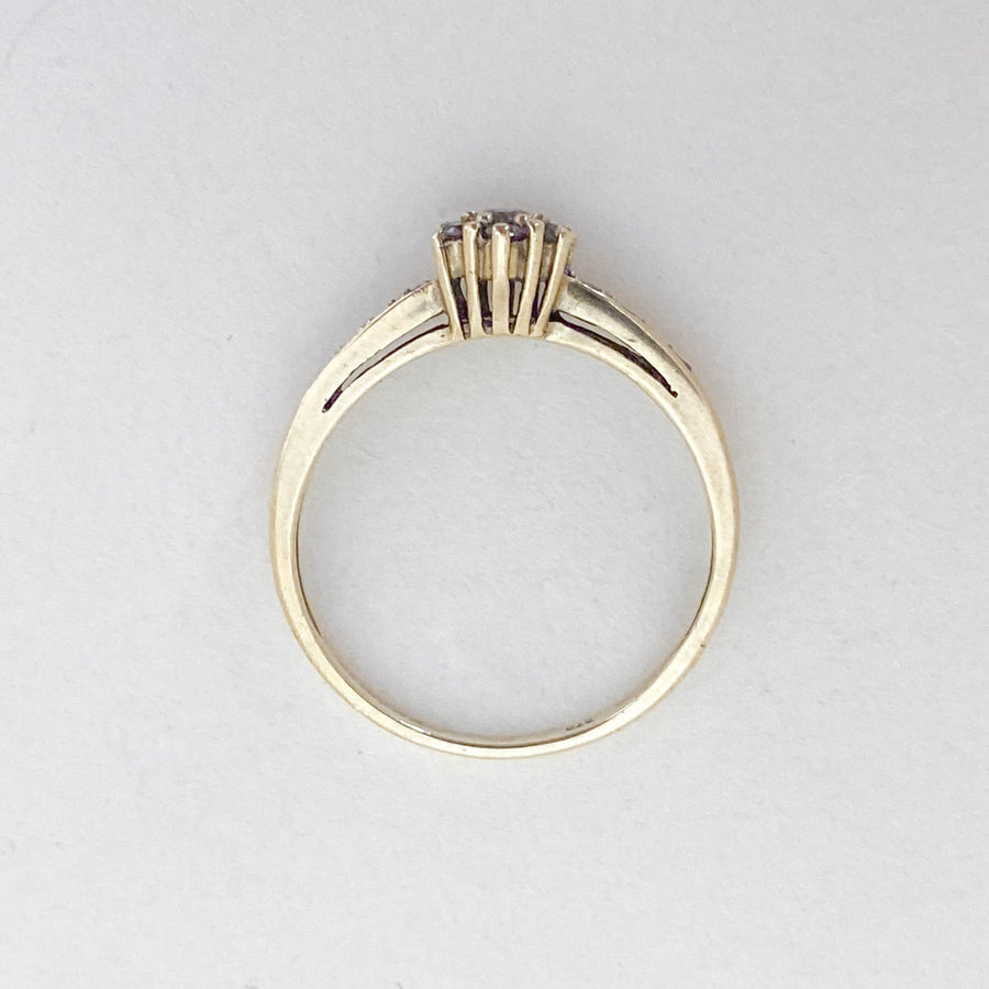 Vintage Champagne & Clear Diamond Flower Ring