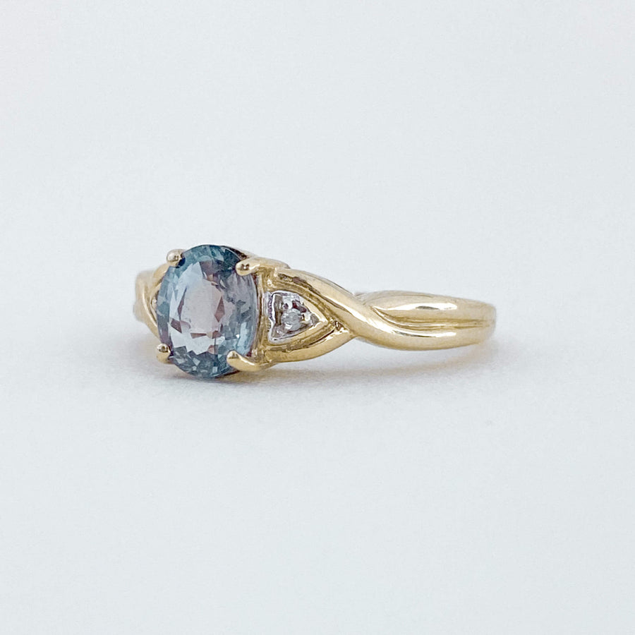 Vintage Topaz & Diamond Wavy Ring