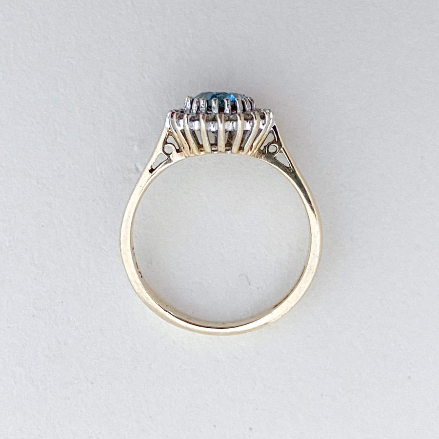 Vintage Topaz & Diamond Halo Ring