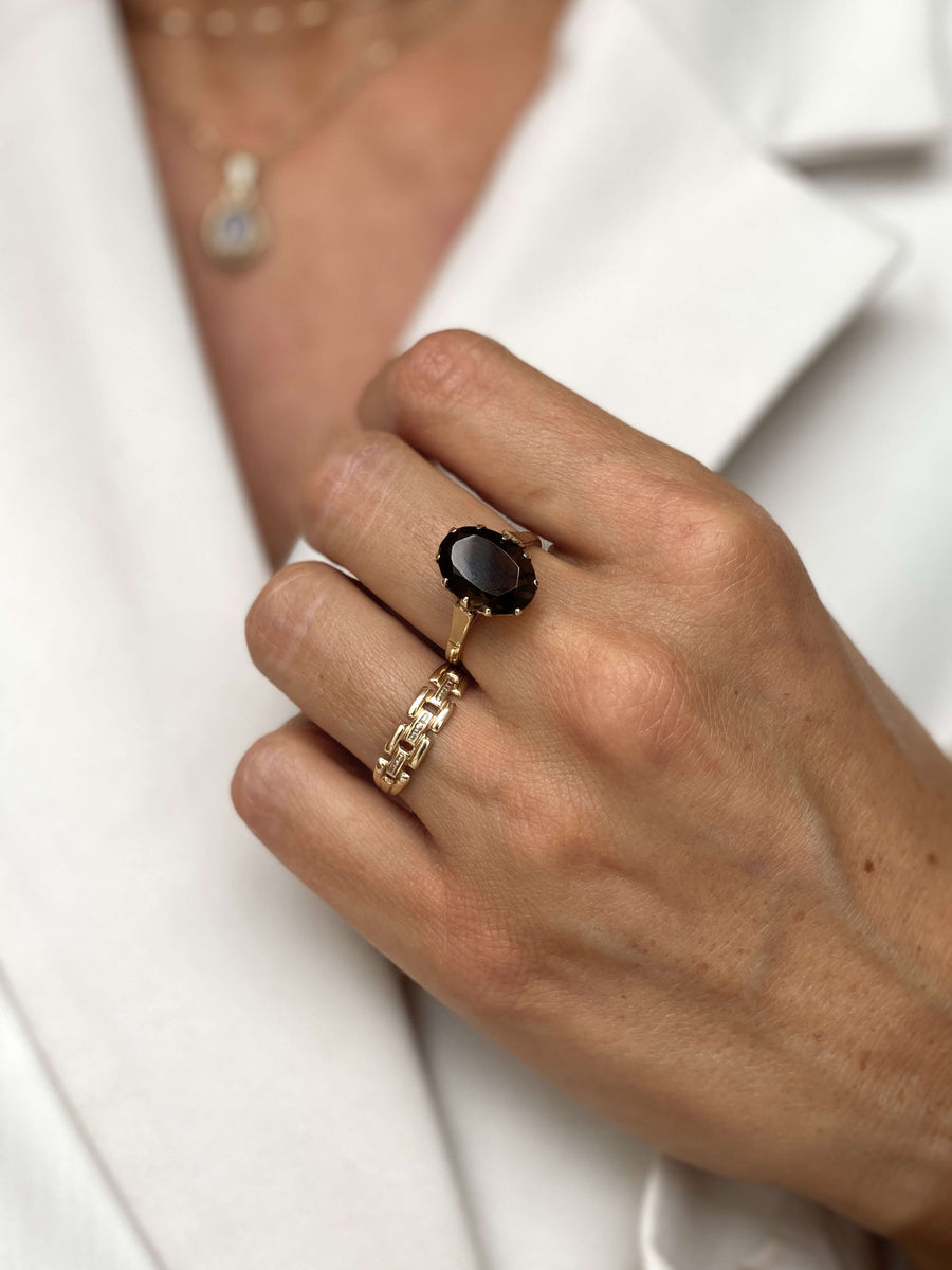 Vintage Smoky Quartz Oval Ring