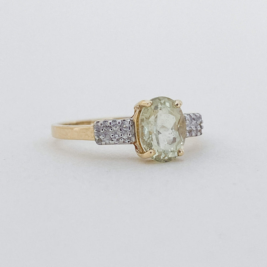 Vintage Prasiolite & CZ Ring