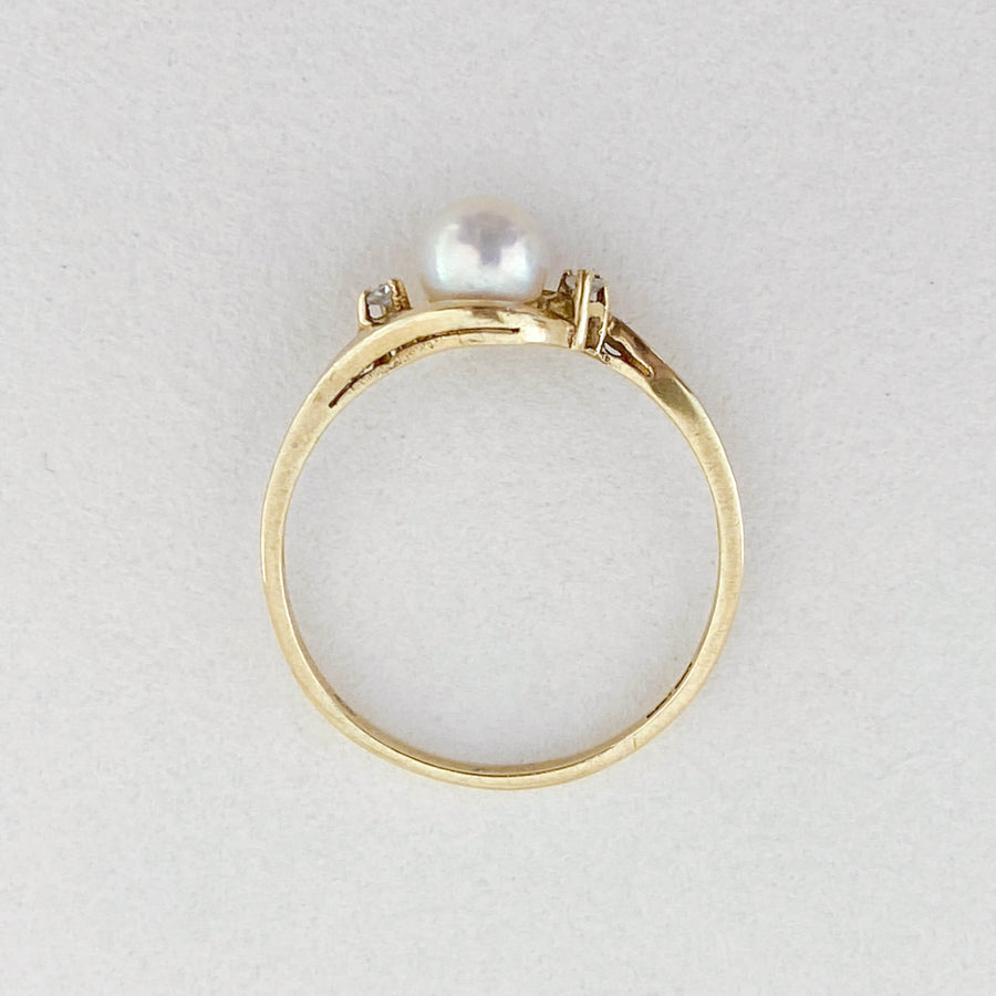 Vintage Pearl & Diamond Eye Ring