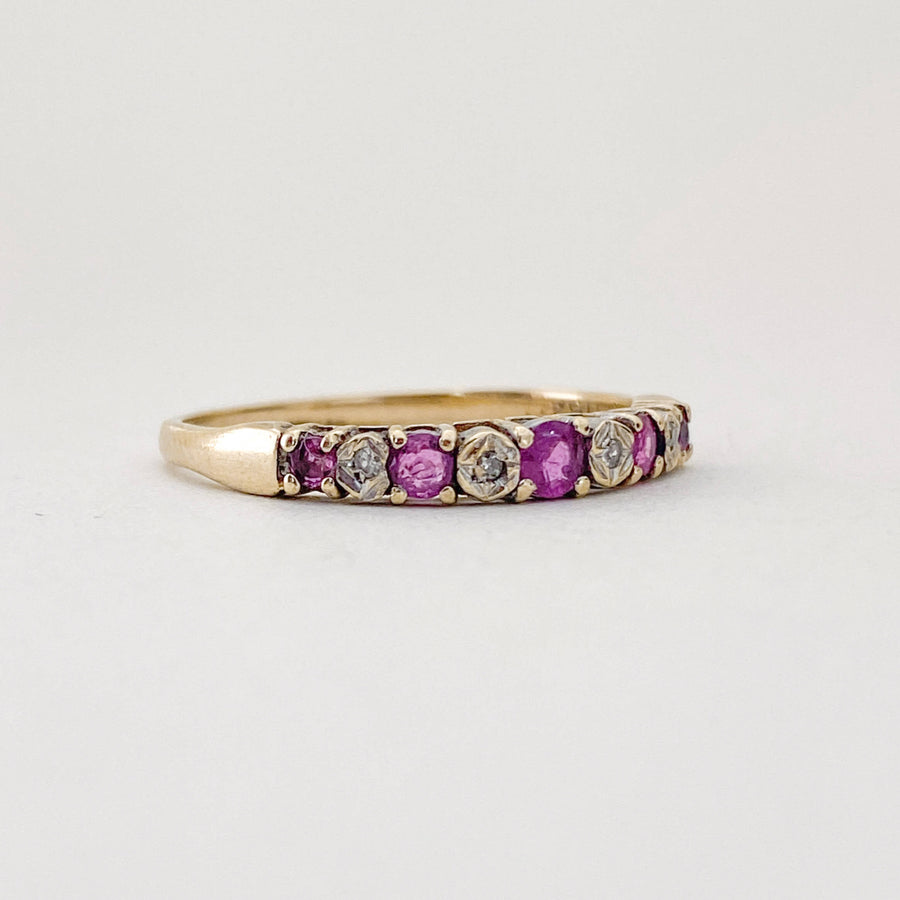 Vintage Ruby & Diamond Half Eternity Ring