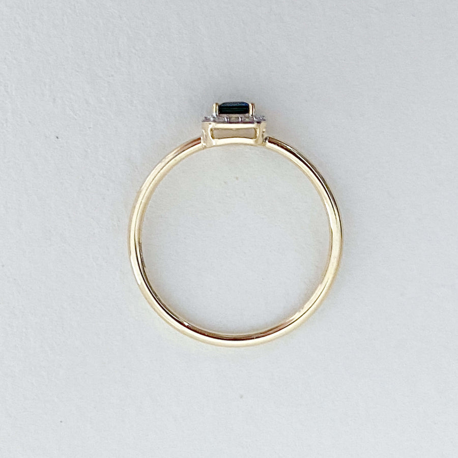 Sapphire & Diamond Halo Cushion Petite Ring