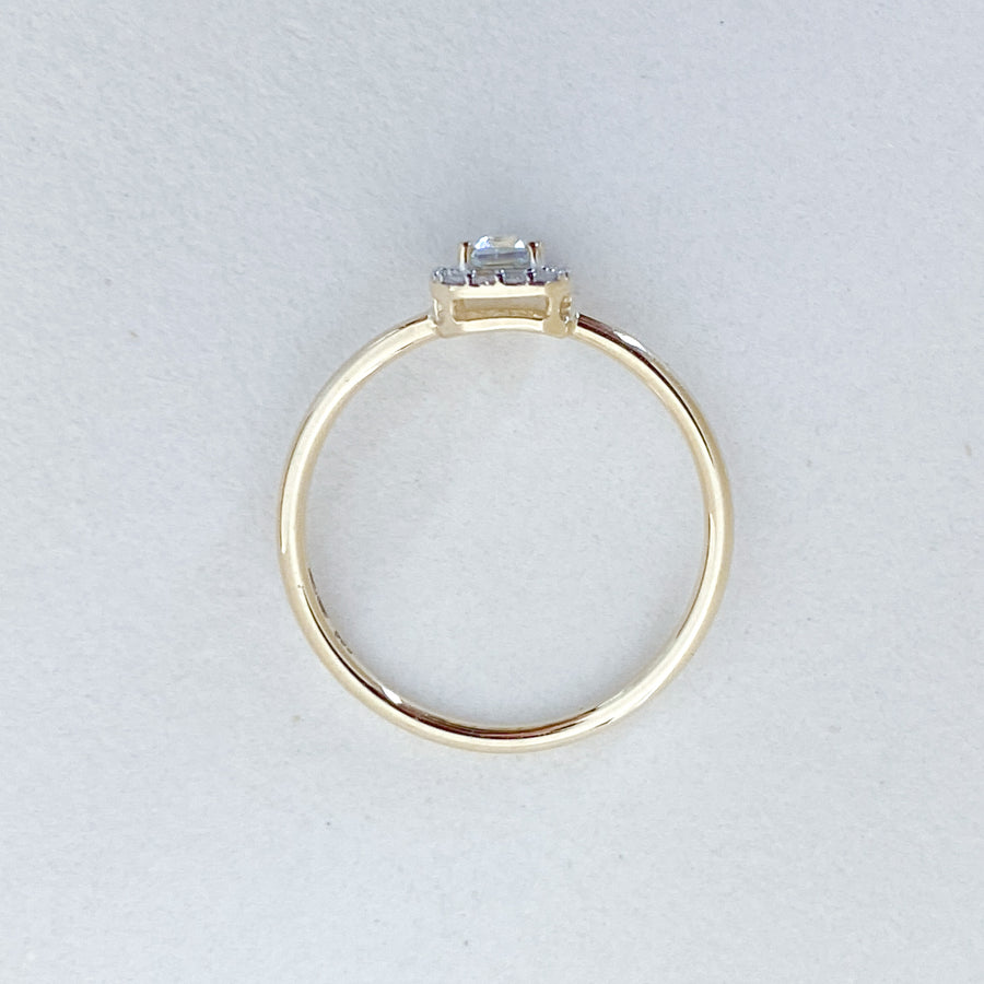 Aquamarine & Diamond Cushion Halo Ring