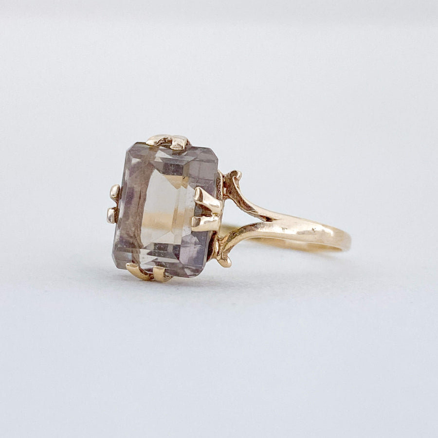 Vintage Smoky Quartz Cushion Elegance Ring