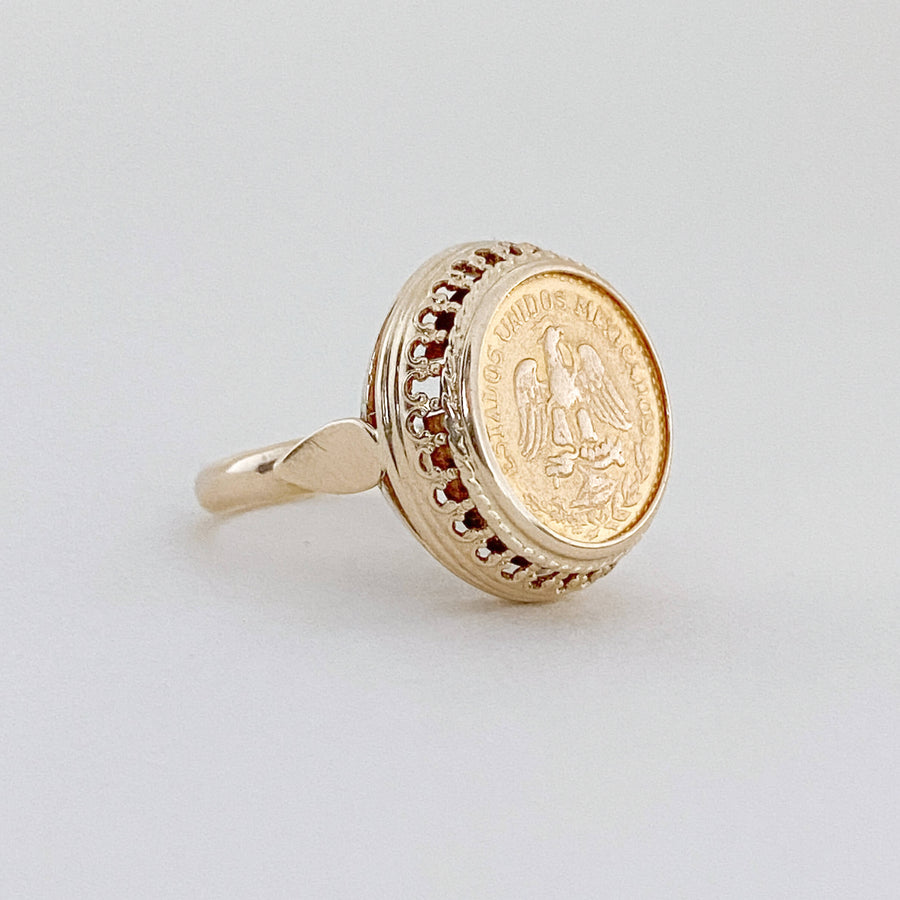 Vintage Coin Mexican Ornate Ring