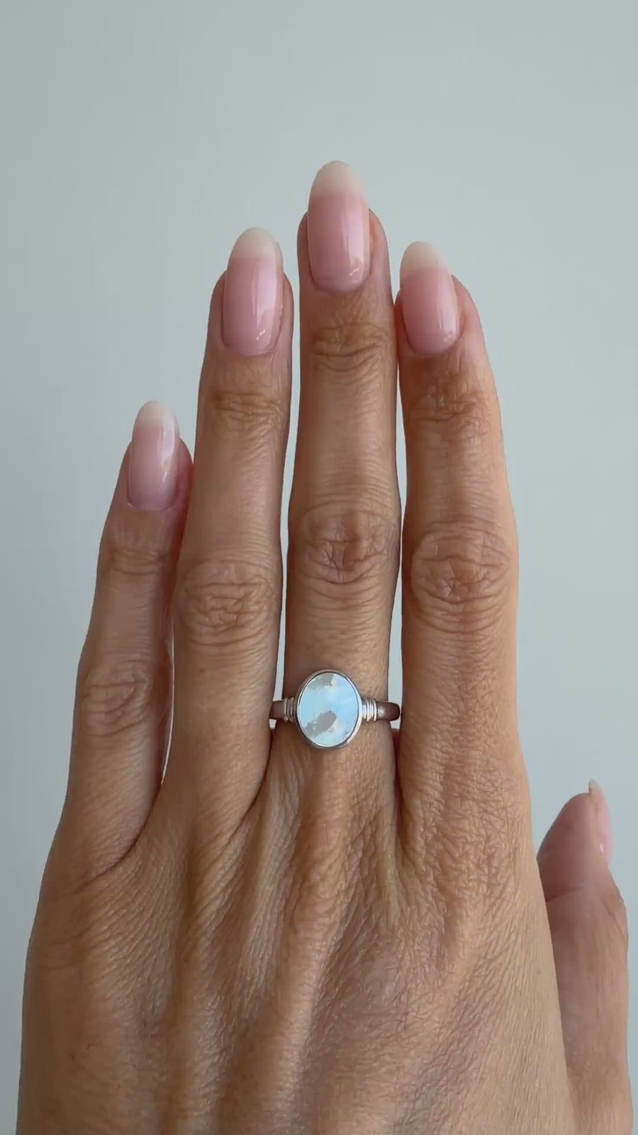 Silver Mother of Pearl Oval Accent Ring