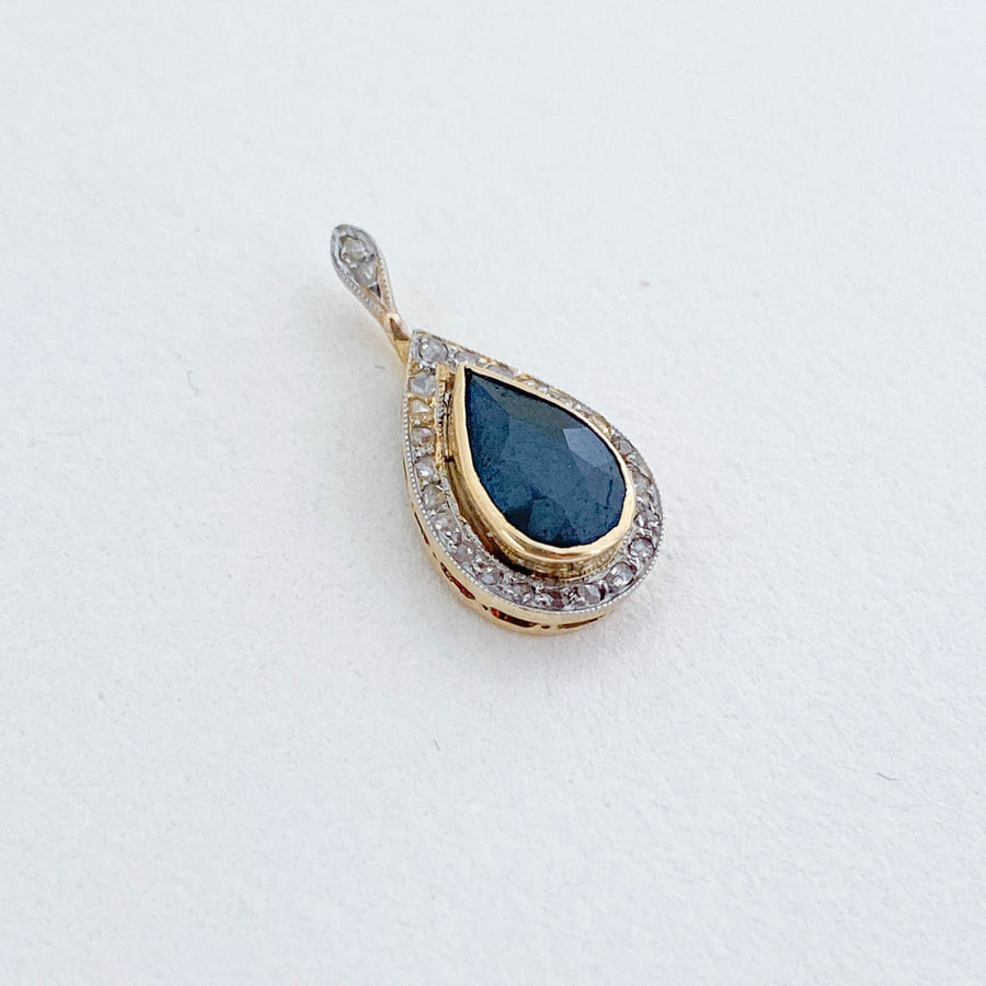 Vintage Sapphire & Diamond Teardrop Pendant