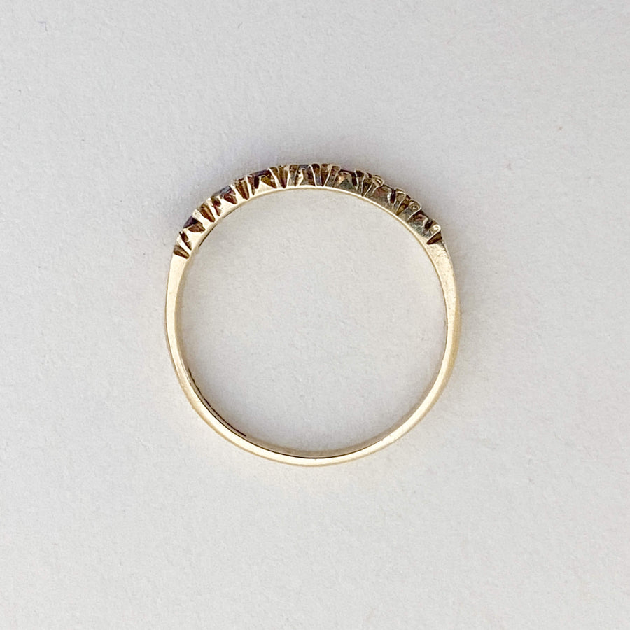 Vintage Garnet & CZ Half Eternity Ring