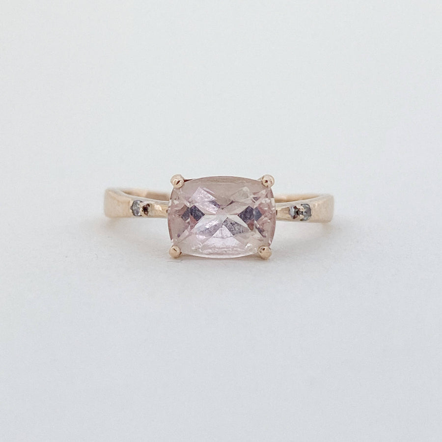 Vintage Rose Quartz & Diamond Rose Gold Ring