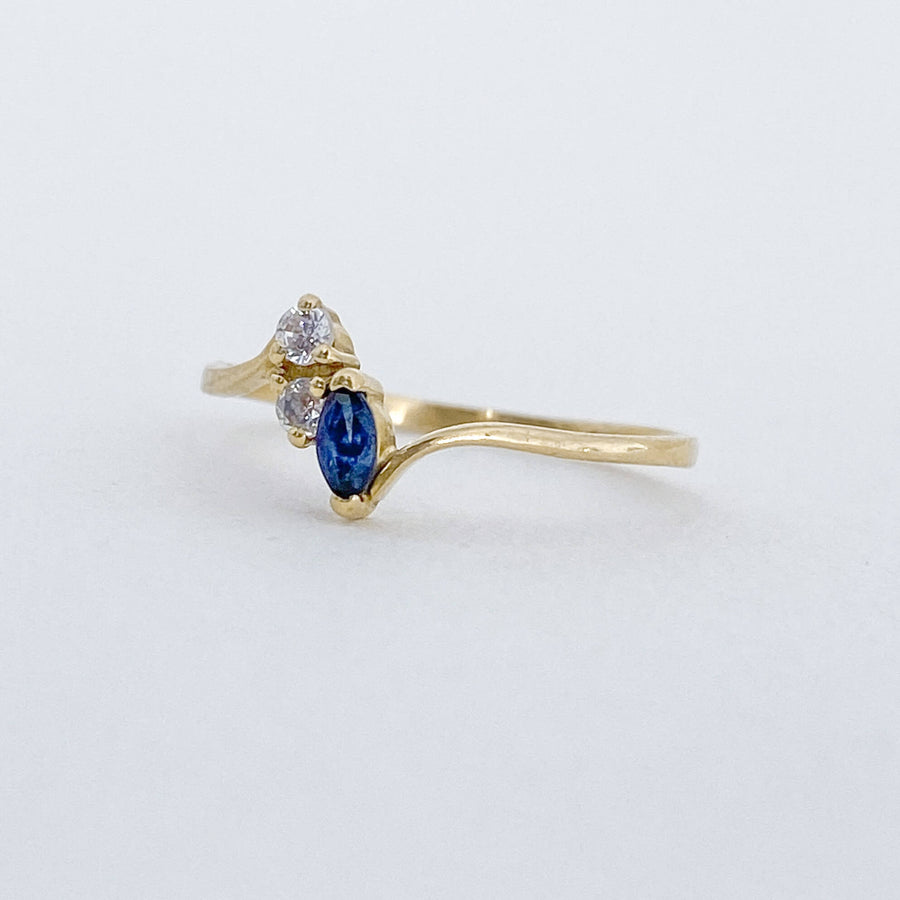 Vintage Sapphire & CZ Asymmetria Ring