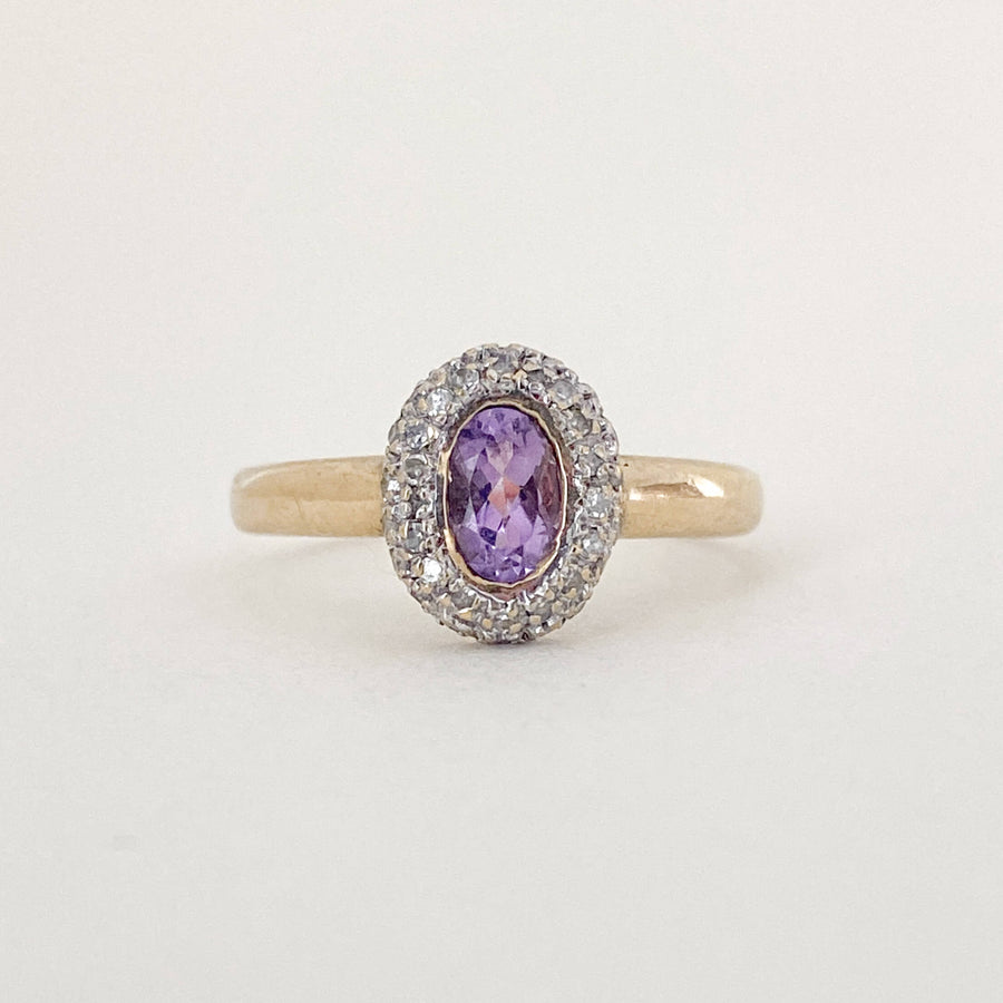 Vintage Amethyst & Diamond Halo Ring