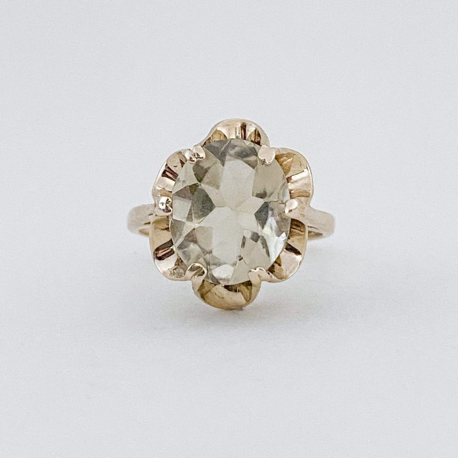 Vintage Lemon Quartz Crown Ring