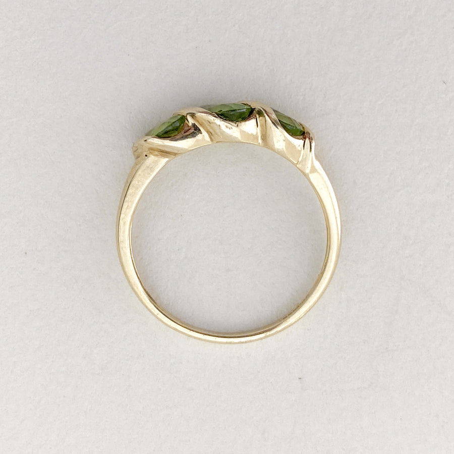 Vintage Peridot Trio Wave Ring
