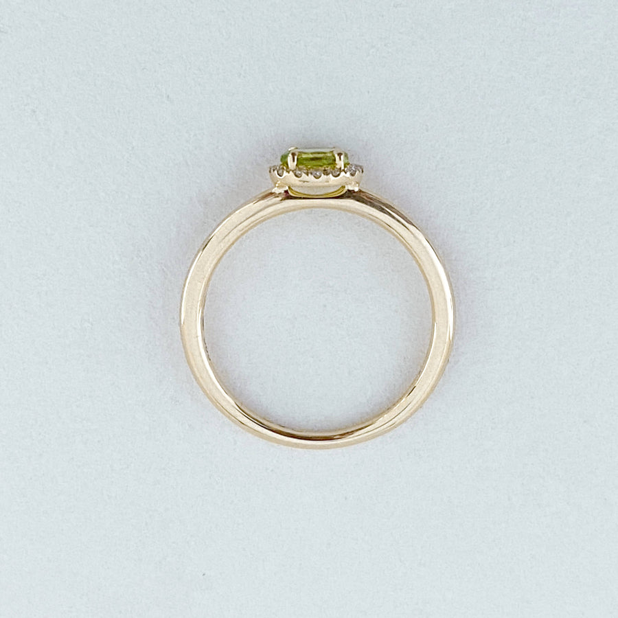 Peridot & Diamond Halo Petite Ring