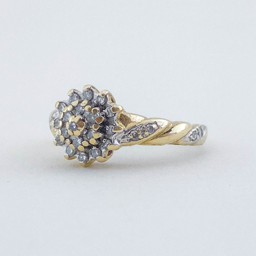 Vintage Diamond Cluster Swirl Ring