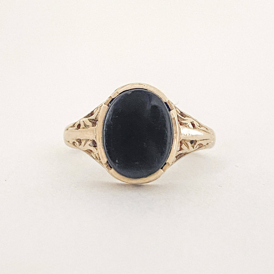 Vintage Onyx Ornate Oval Ring