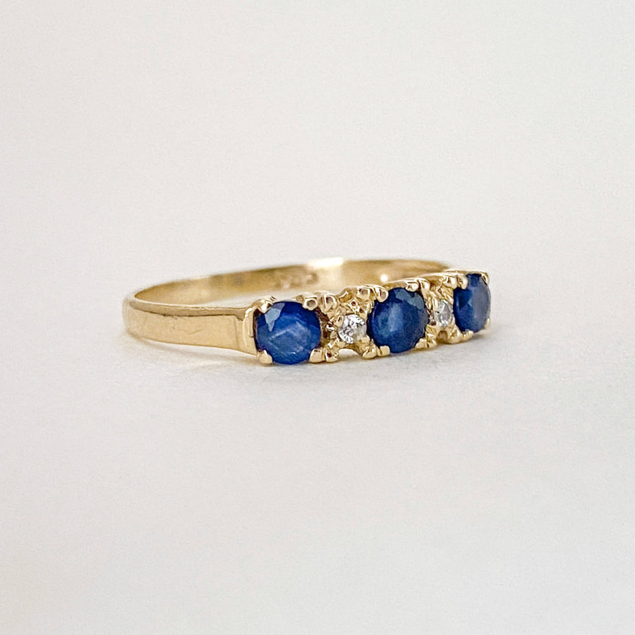Vintage Sapphire & Diamond Half Eternity Ring
