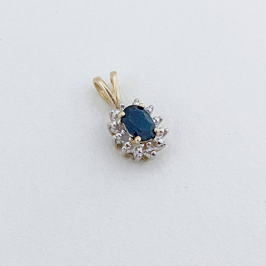 Vintage Sapphire & Diamond Halo Pendant