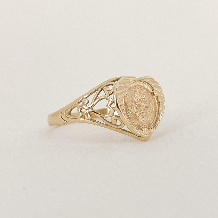 Vintage Coin Heart Ring