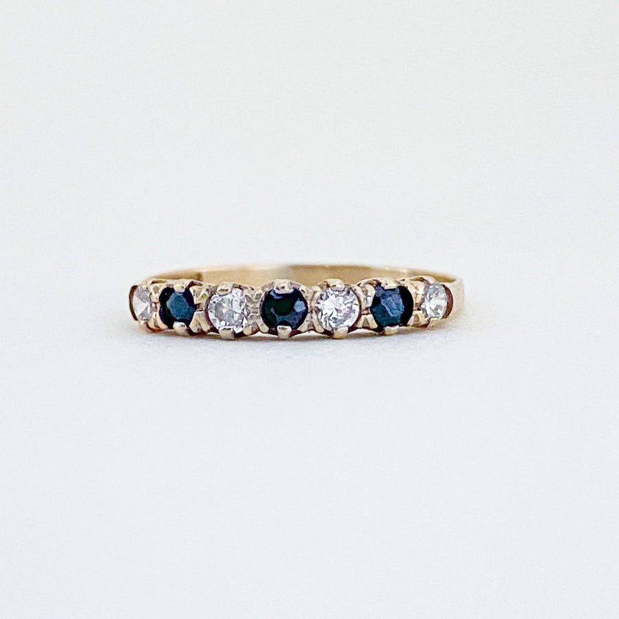 Vintage Sapphire & CZ Eternity Ring