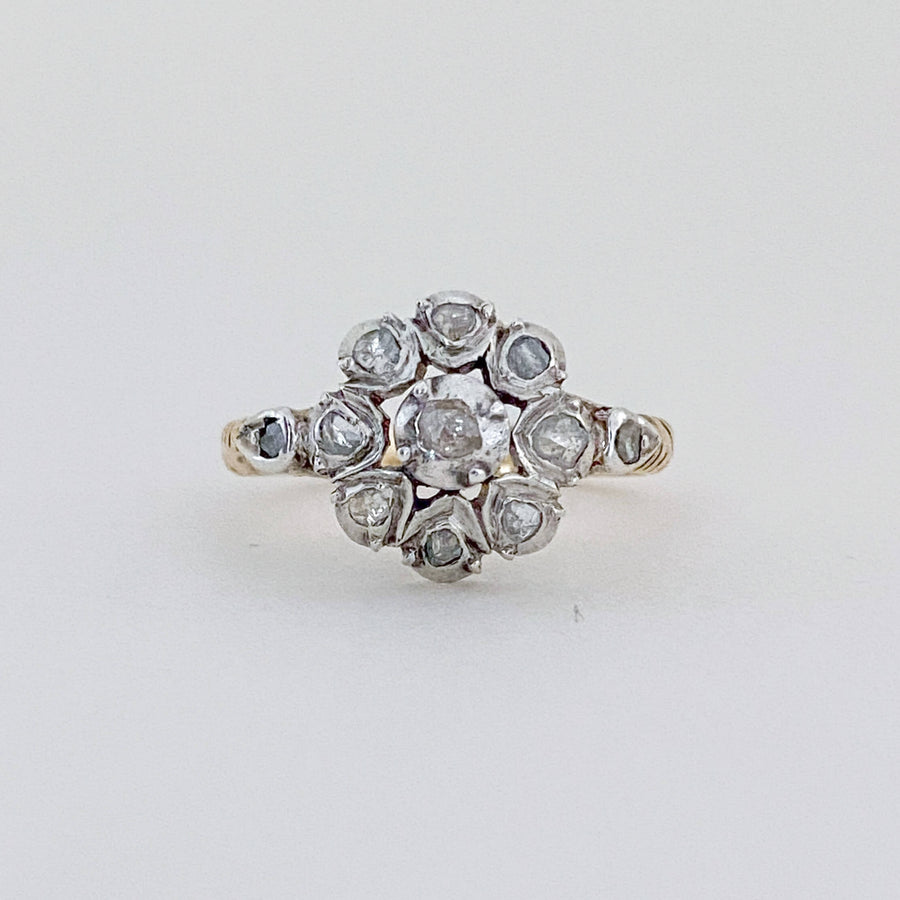 Vintage Rose Cut Diamond Cluster Ring