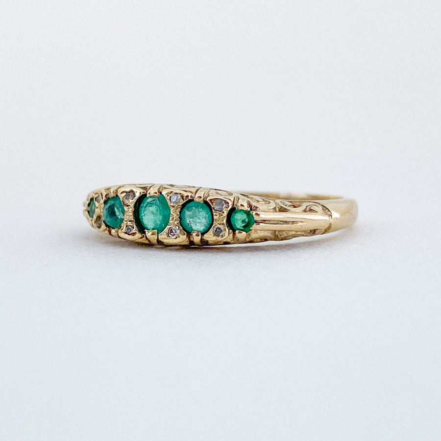 Vintage Emerald & Diamond Half Eternity Ring