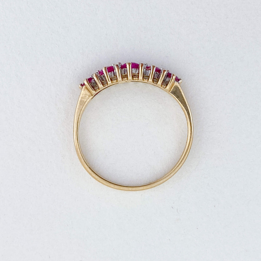 Vintage Ruby & Diamond Pattern Ring