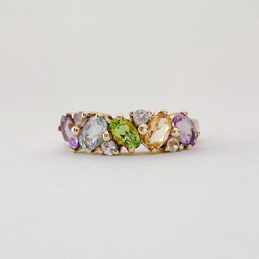 Vintage Pastel CZ, Peridot, Citrine, Amethyst & Topaz Ring