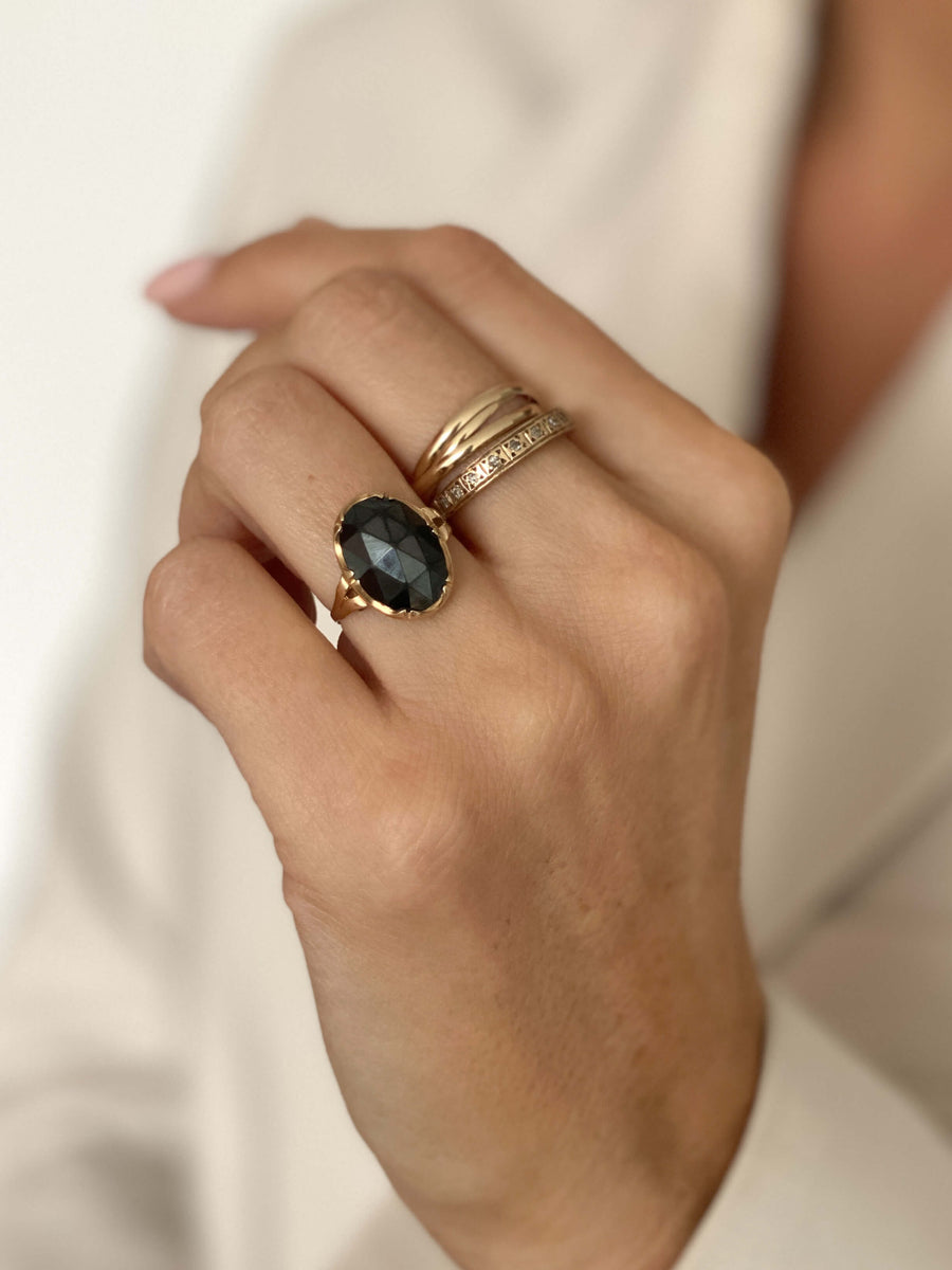 Vintage Hematite Oval Ring