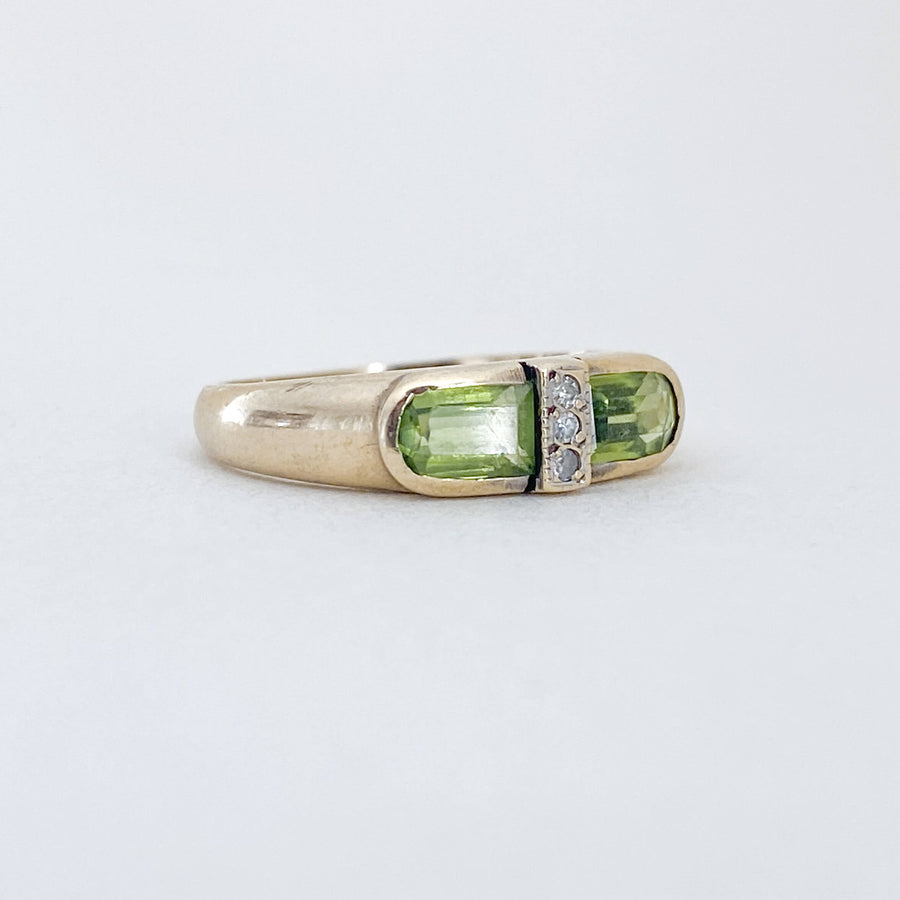 Vintage Peridot & Diamond Bar Ring