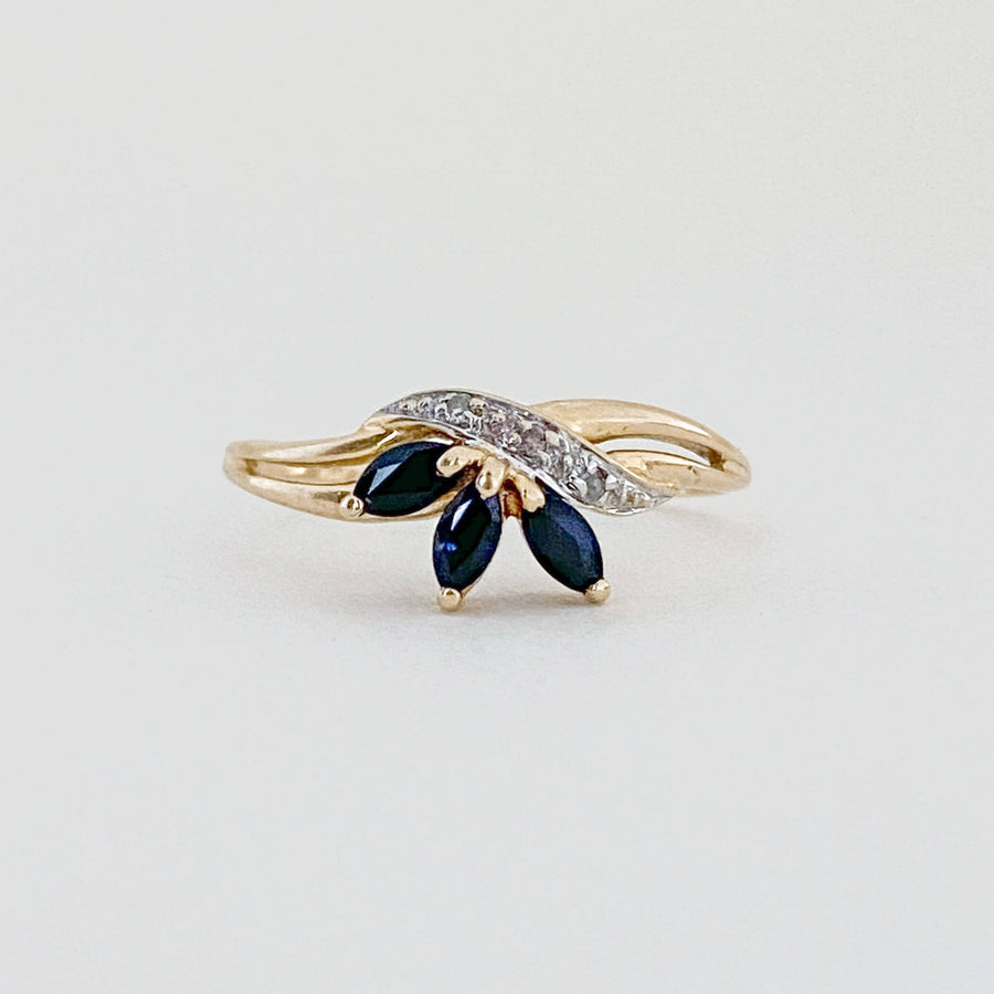 Vintage Sapphire & Diamond Lotus Ring