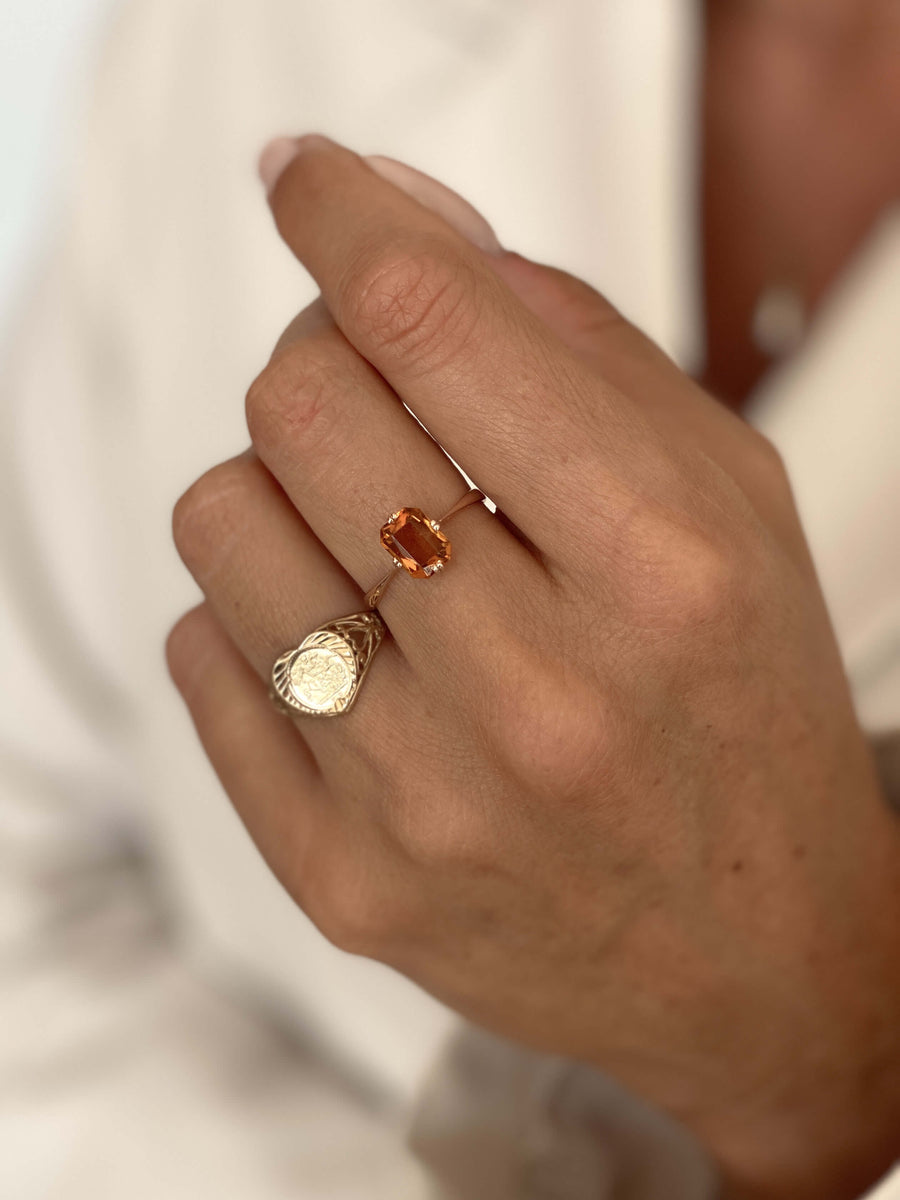 Vintage Citrine Cushion Ring