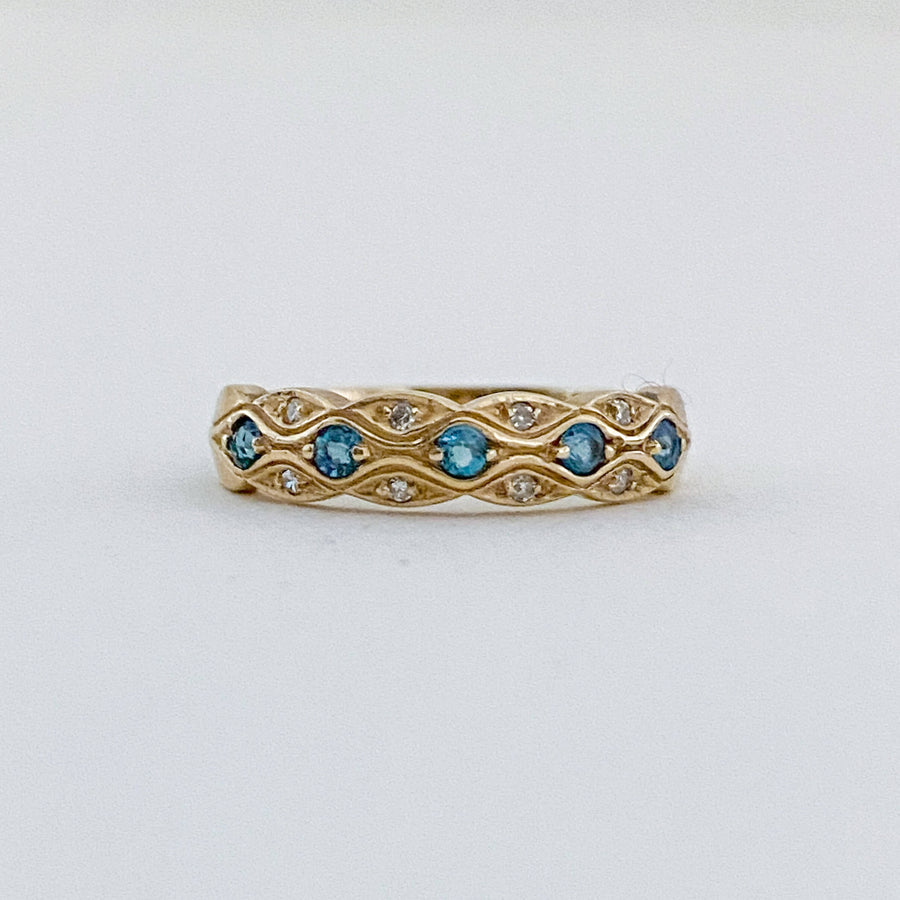 Vintage Spinel & Diamond Pattern Ring