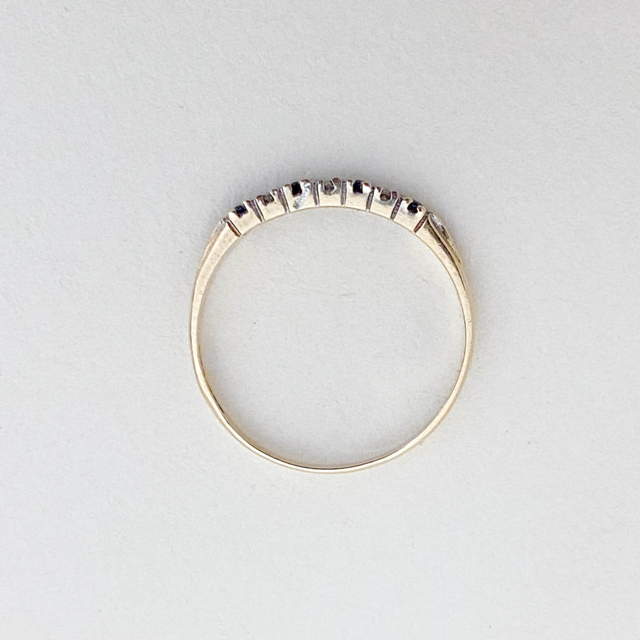 Vintage Sapphire & Diamond Half Eternity Slim Ring