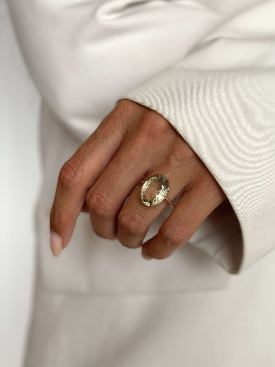 Vintage Lemon Quartz Oval Grande Ring