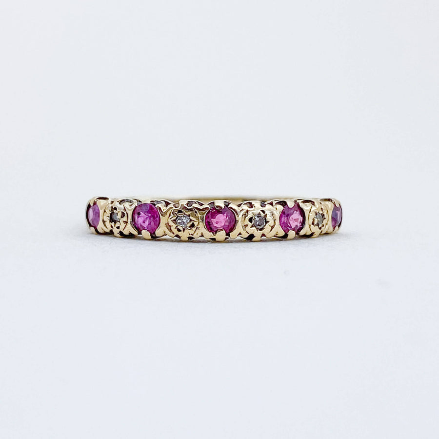 Vintage Ruby & Diamond Half Eternity Ring