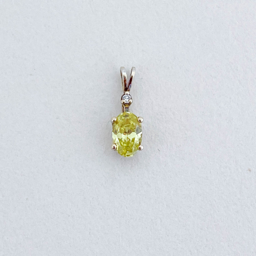 Vintage Peridot & CZ Petite Pendant