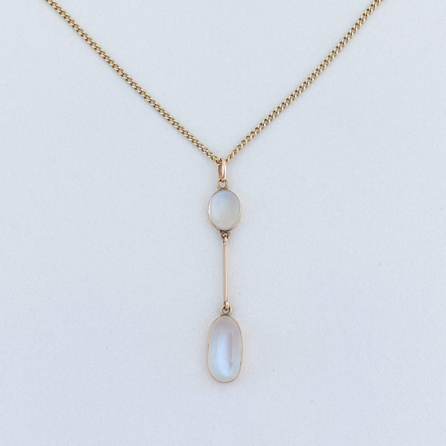 Vintage Moonstone Drop Pendant and Necklace