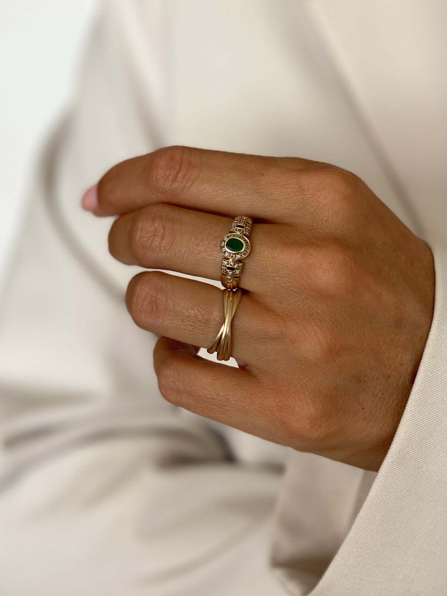 Vintage Emerald & Diamond Paradis Ring