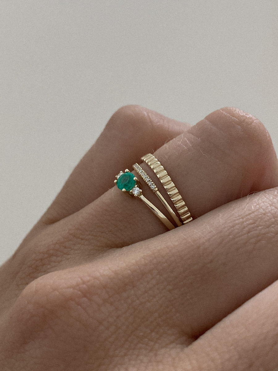 Emerald & Diamond Trio Ring